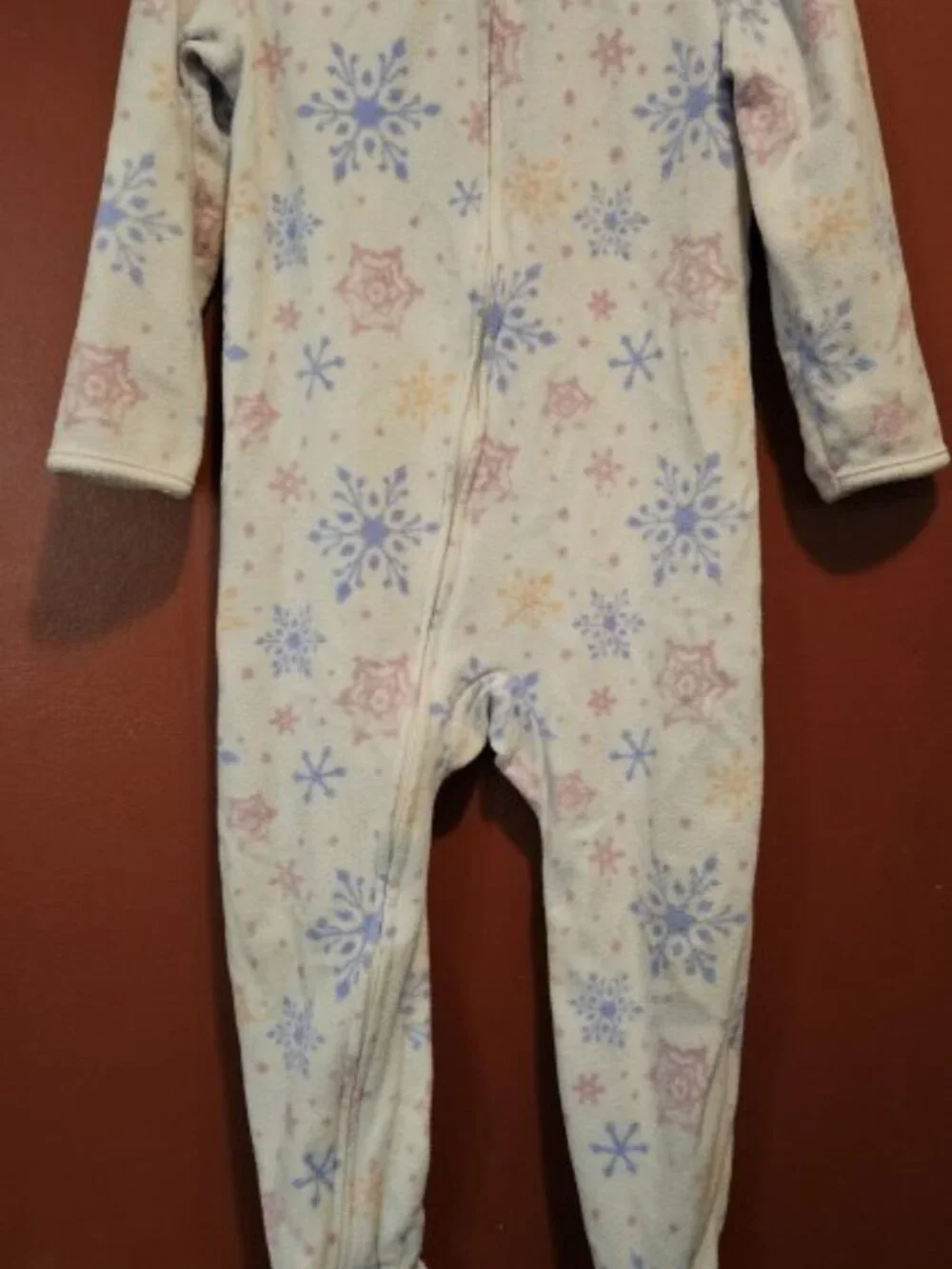 CARTER'S White Snowflake Print One Piece Blanket Sleeper Pajamas Girls 4T